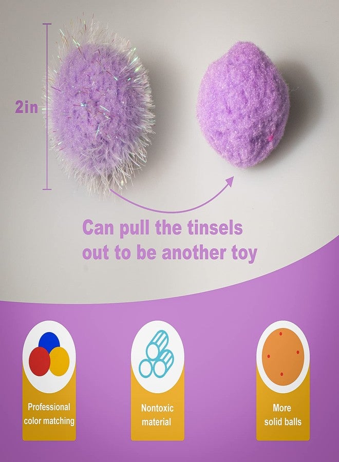VAPKER 30 Pcs Cat Ball Toys Sparkle Balls Extra Large 2 Inch Cat's Favorite Chase Glitter Ball Glitter Tinsel Pom Poms Balls Purple Color - Image 3